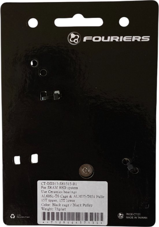 Cage de dérailleur surdimensionnée FOURIERS (CT-DX017-SR1515) - Usinée CNC - Cage et poulie en aluminium - 15 dents/15 dents - Roulements en céramique - Zwart - SRAM RED / SRAM FORCE / SRAM RIVAL (11 vitesses / max. 28 dents)