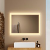 EMKE Miroir de salle de bain LED LM03 - Convient pour interrupteur mural - Wit chaud 3000K - 50 x 70 CM - Suspension horizontale/verticale