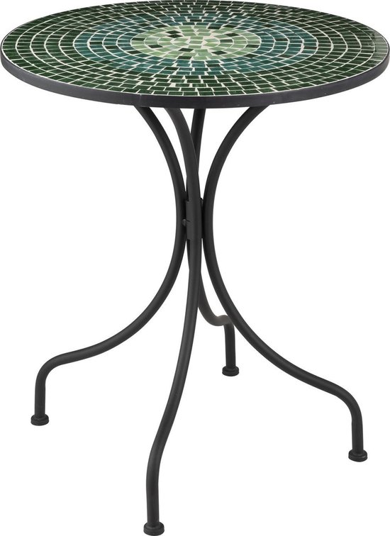 Pijl Ru Outlook Duverger Mosaic - Bistro tafel - rond - glas blad - groene tinten - metalen  frame | bol.com