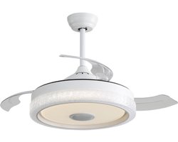 42 inch moderne onzichtbare plafondventilator, 3 ABS-bladen, afstandsbediening, omkeerbare DC-motor met 32W led-verlichting