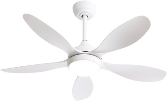 Ventilateur de plafond 106 cm avec lumière, télécommande et contrôleur mural, moteur CC silencieux, 6 vitesses, 3 températures de couleur, minuterie | Leroy Merlin