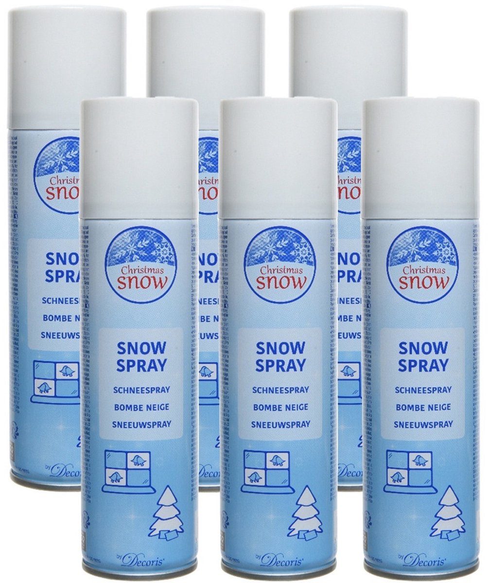 Decoris Sneeuwspray - 6x - wit - 150 ml - spuitsneeuw - kunstsneeuw -