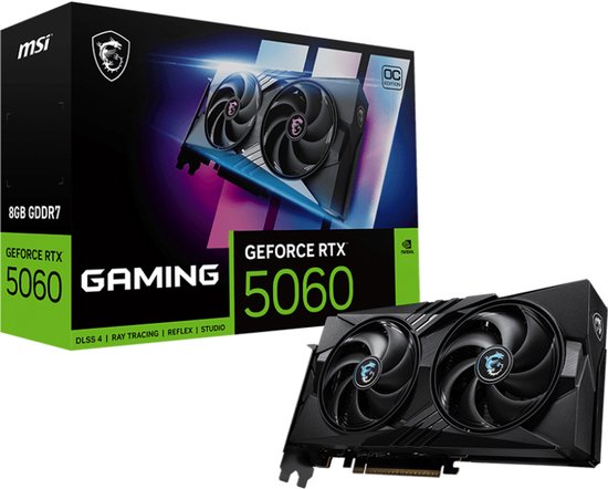 MSI NVIDIA GeForce RTX 5060 8G GAMING OC - Videokaart - 8GB - GDDR7 - PCIe 5.0 - 1x HDMI 2.1b - 3x DisplayPort 2.1a
