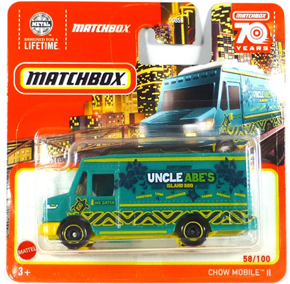 MATCHBOX CHOW MOBILE II UNCLE ABE'S ISLAND BBQ FOOD TRUCK 58/100 (1:64) GREEN