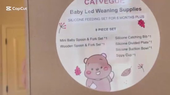 8-Delig Kinderservies set Siliconen - Baby Servies set Incl. bord met zuignap, drinkbeker met rietje, slabbetje en 2 sets Kinderbestek - Baby Bestek Siliconen - Vaatwasserbestendig - Ovenbestendig - BPA Vrij - Lichtgroen