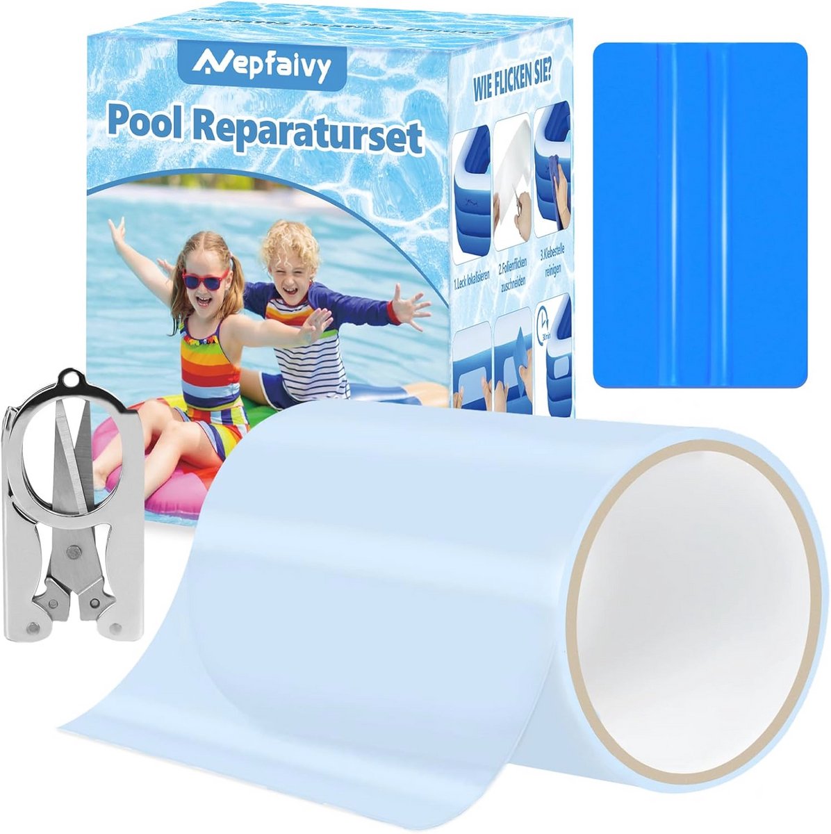 Zelfklevende Zwembadreparatieset - PVC Reparatietape voor Bad, Opblaasbare Boot & Luchtmatras 10 x 150 cm
