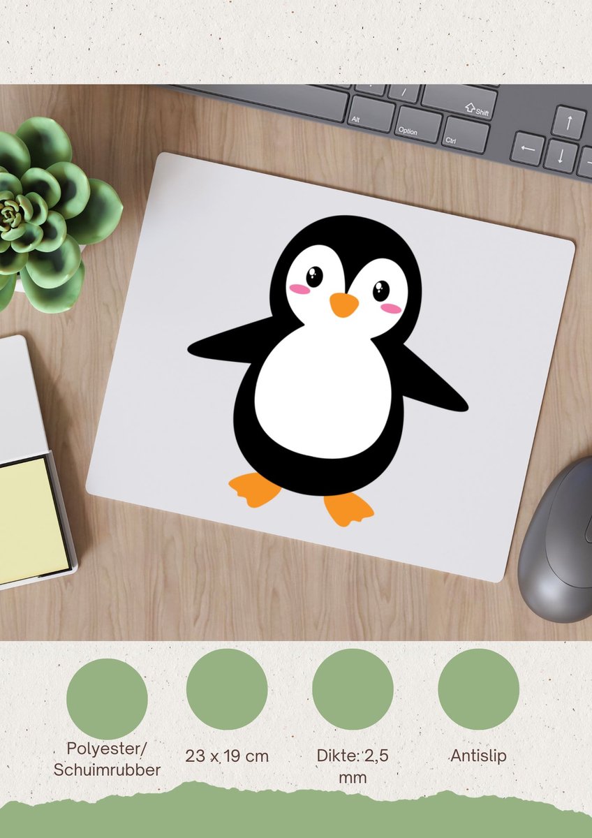 Akyol - pinguins Muismat - Pinguïn - dieren liefhebbers - vogels - noordpool - 23 bij 19 cm
