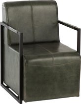Duverger Industry retro - Fauteuil - leder zit - groen - metalen frame - zwart - Afm: 62 cm - 88 cm