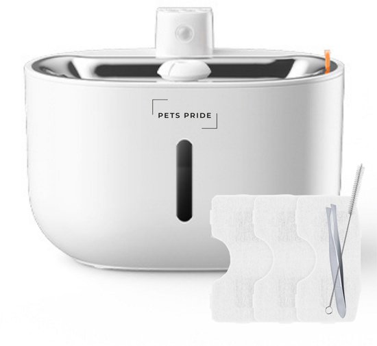 Pets Pride Draadloze drinkfontein kat - Smart kattenfontein met App, Sensor en Accu - Incl. 3 Filters - Waterfontein 3L – RVS