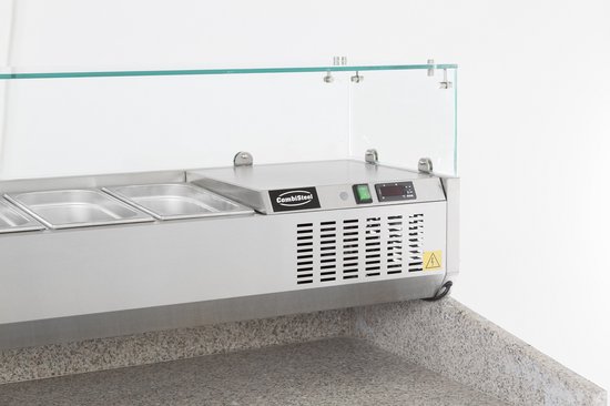 Vitrine Réfrigérée Design - 7x GN 1/4 - Paroi Vitrée - Inox - Combisteel 7450.0009 - Horeca & Professioneel