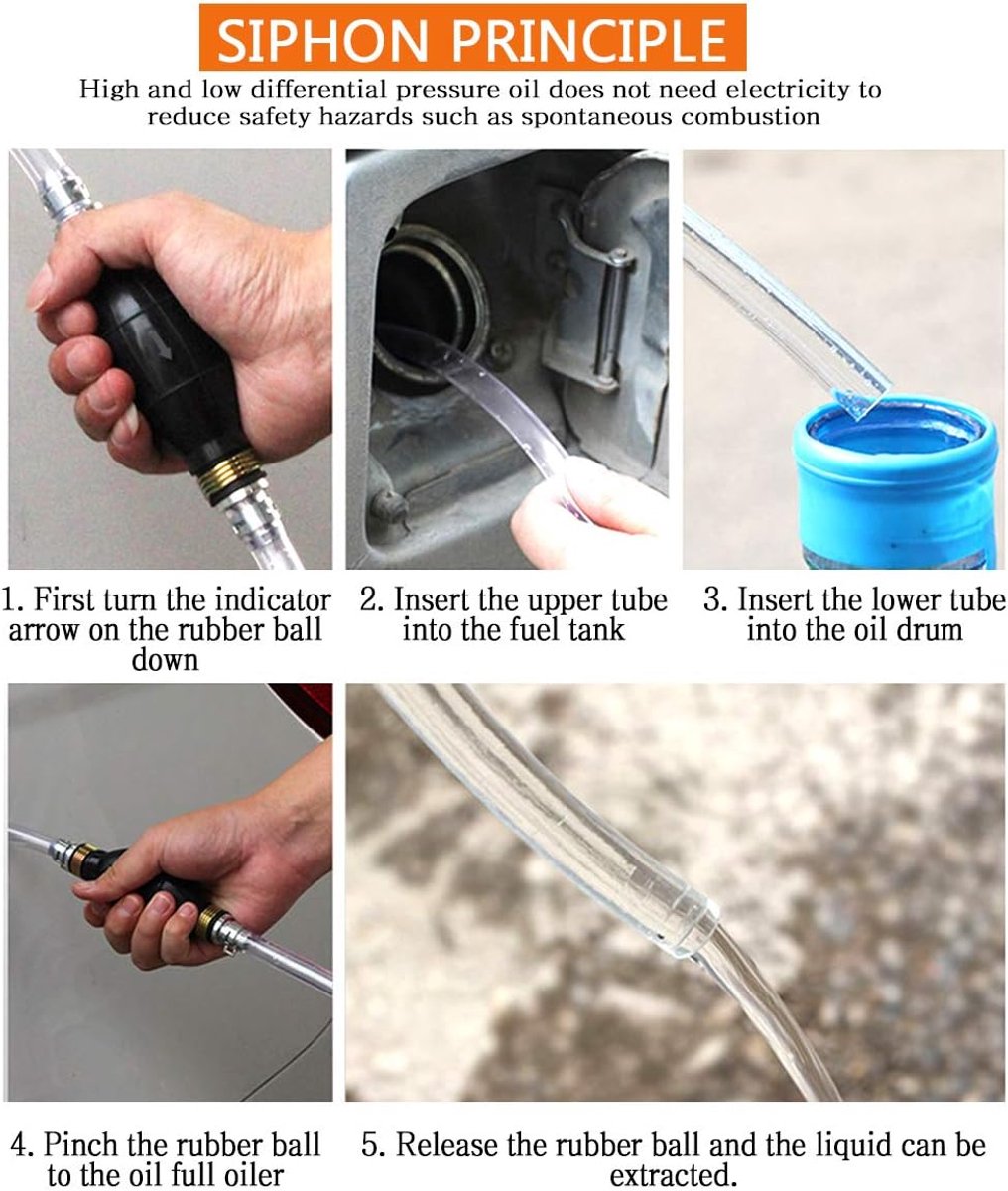 Handmatige waterpomp, sifon, brandstofpomp, draagbare auto voor waterwerken, benzine, oplosmiddel, vloeibare diesel, benzine met 2M totale slang thumbnail 2
