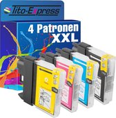 Tito-Express Brother LC-980 LC-1110 XXL 4x inkt cartridge alternatief voor Brother LC980 LC1100 MFC-490 CN MFC-490 CW MFC-5490 CN MFC-5890 CN