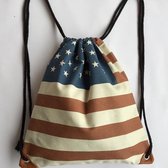 Hippe 'American' Drawstring Backpack Bag | Echte Canvas Rugzak