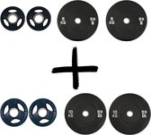 Gym Masters Bumper Plates Set – 37,5 kg (1,25 / 2,5 / 5 / 10 kg – 50 mm – per paar) - voordeelset - halterschijven - bumper plate
