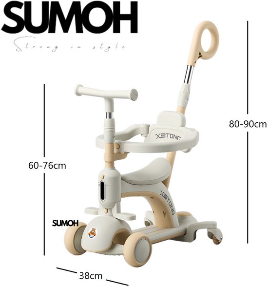 SUMOH® Sterke Veilige 6-in-1 - Step, Loopfiets & Kinderwagen 2025 Trending – LED Wielen, 360° Draaibaar, Verstelbare Duwstang | Alles-in-één Driewieler voor Peuters & Kleuters (1-12 Jaar) | Compact, Luxe & Veelzijdig Cadeau Feest Verjaardag + Giftbox