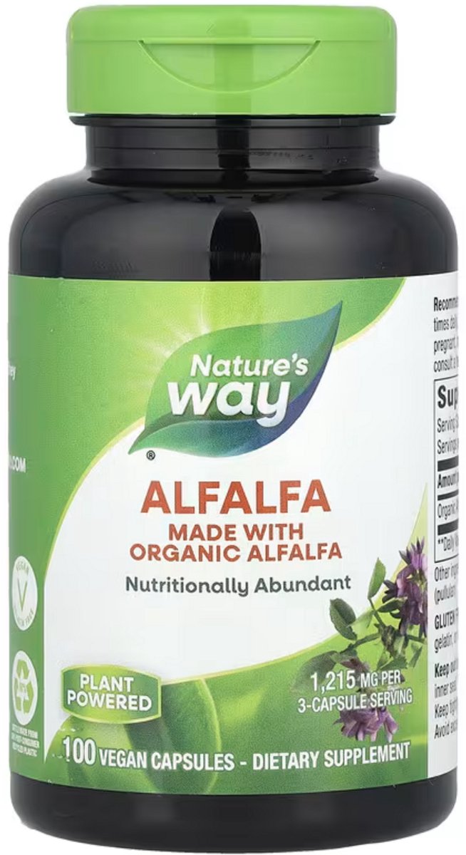 Nature's Way, Alfalfa, 1215 mg, 100 veganistische capsules (405 mg per capsule)