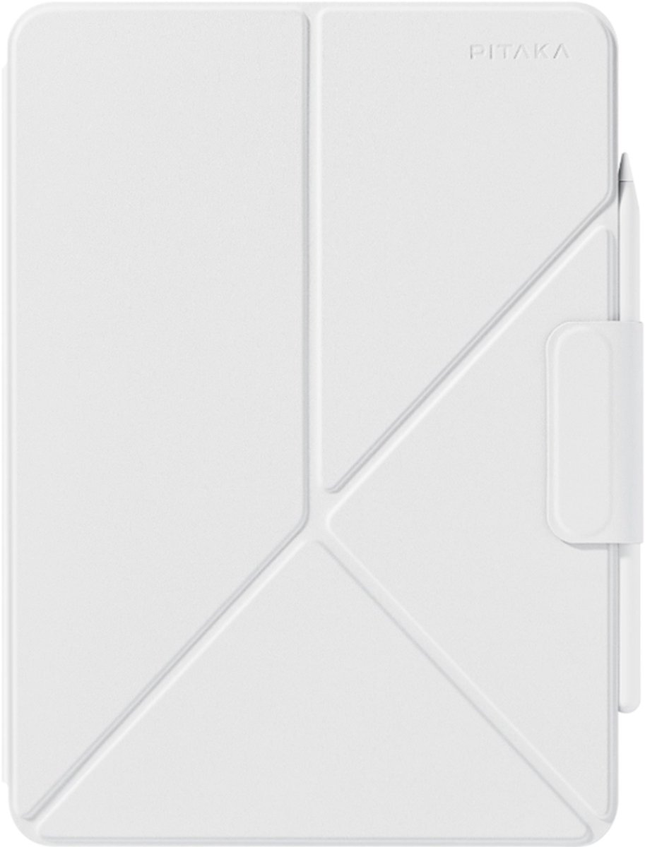Pitaka MagEZ Folio hoesje 2 iPad Air 13 (M2-M4) – Eenvoudig schakelen tussen landschap- en portretmodus – Verborgen, ingebouwde penhouder – Automatische slaap/waak functie voor energiebesparing - Wit