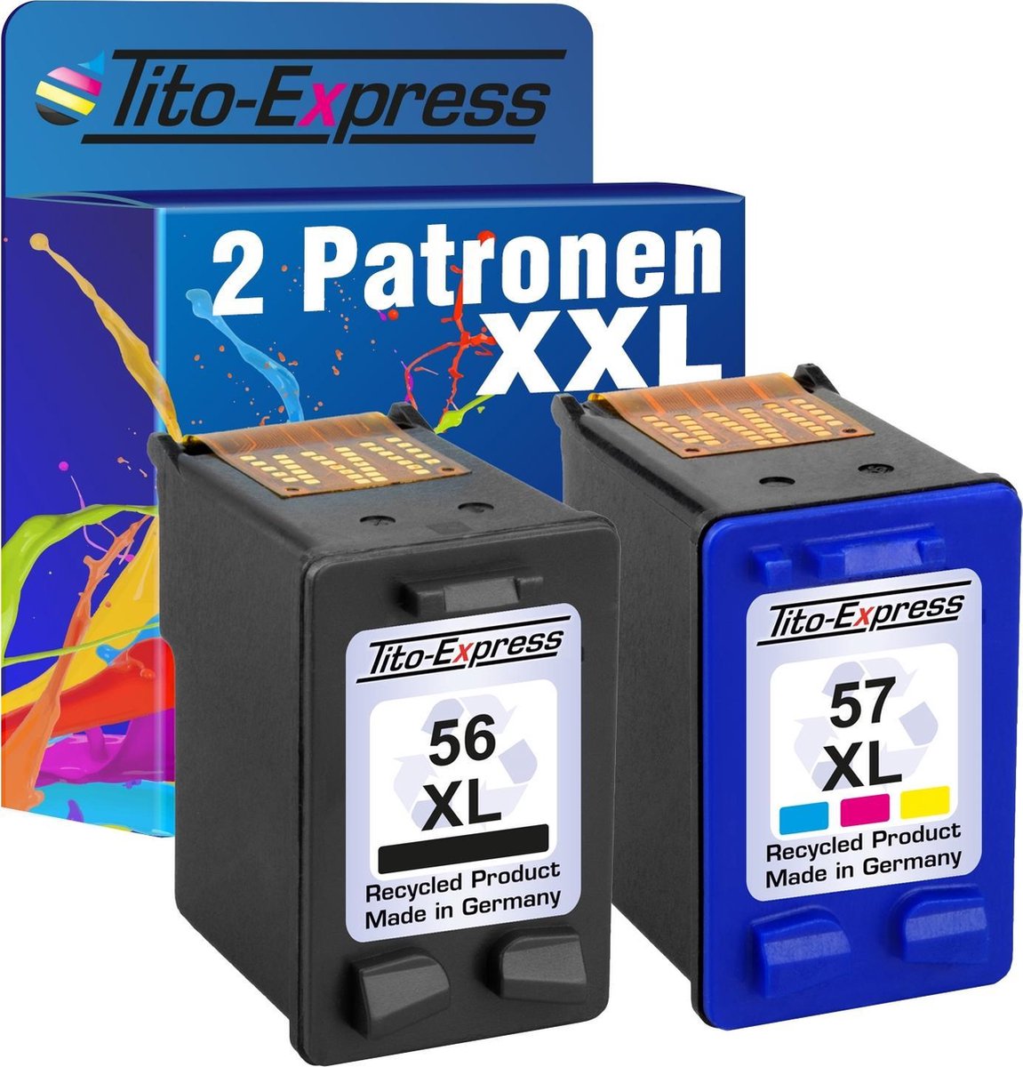 Set van 2x gerecyclede inkt cartridges voor HP 56XL & 57XL - Tito-EXpress