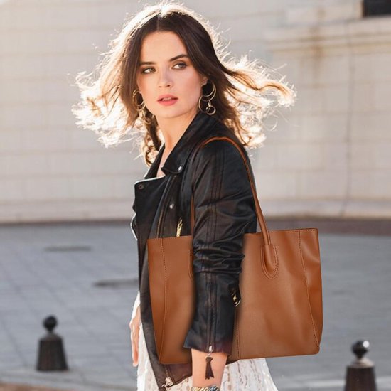 Berliner Bags Vintage Leather Shopper Seville, Handbag for Women - Brown