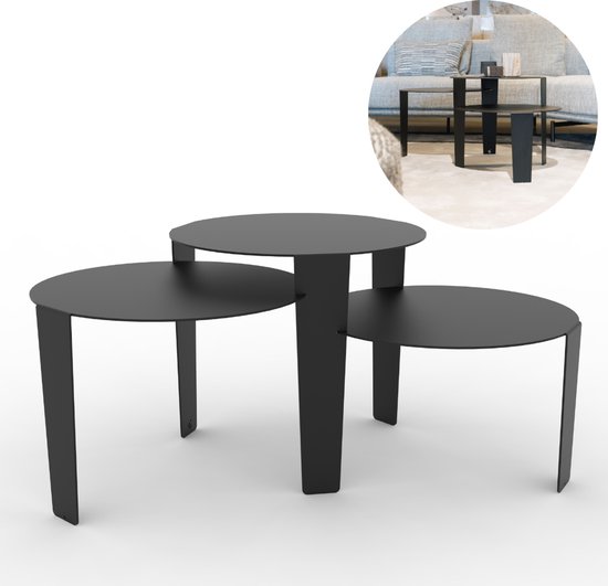 Moderne minimalistische nestelen salontafels set van 2 ronde Moderne minimalistische nestelen salontafels set van 2 ronde
