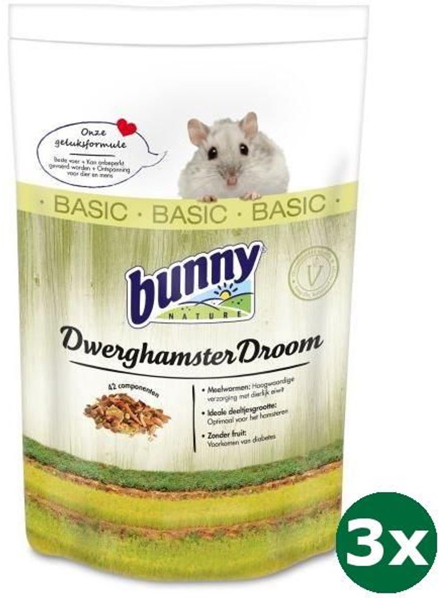 3x600 gr Bunny nature dwerghamsterdroom basic