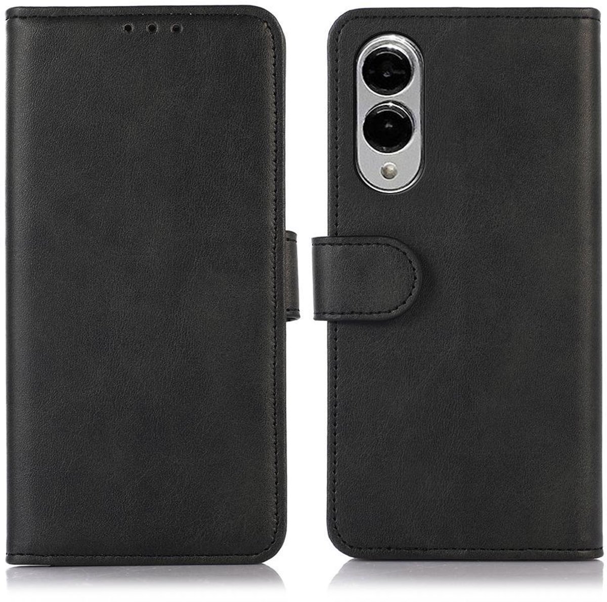 Mobigear Telefoonhoesje geschikt voor Samsung Galaxy S25 Edge Hoesje | Mobigear Wallet Bookcase Portemonnee | Pasjeshouder voor 3 Pasjes | Telefoonhoesje voor Pinpas / OV Kaart / Rijbewijs - Zwart