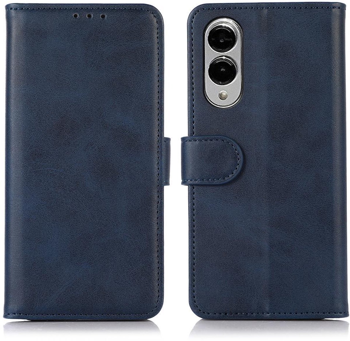 Mobigear Telefoonhoesje geschikt voor Samsung Galaxy S25 Edge Hoesje | Mobigear Wallet Bookcase Portemonnee | Pasjeshouder voor 3 Pasjes | Telefoonhoesje voor Pinpas / OV Kaart / Rijbewijs - Blauw