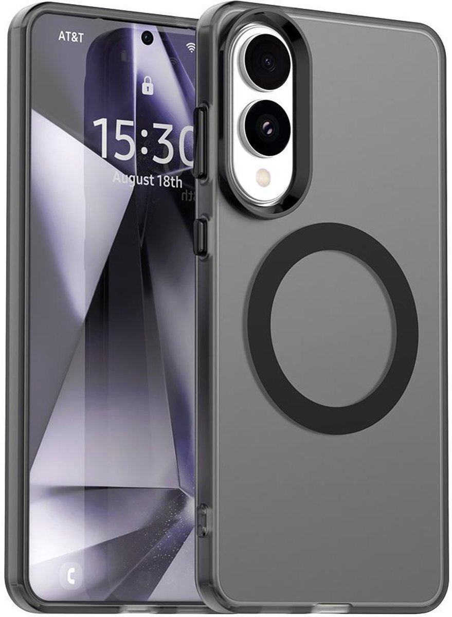 Mobigear Hoesje geschikt voor Samsung Galaxy S25 Edge MagSafe Telefoonhoesje Hardcase | Mobigear Shockproof Backcover | Geschikt voor MagSafe | Geschikt voor Draadloos Opladen met Magnetische Ring | MagSafe Case - Zwart