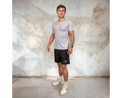 YV SPORT Sportoutfit Barcelona - Sportkleding heren - Regular fit - Shorts en shirt - Ademend - Droogt snel - Ideaal als padel outfit en fitness outfit - Grijs - M