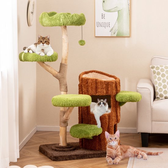 COSTWAY Krabpaal 154 cm, kattenboom olifantenvorm, kattenkrabpaal met 2 holletjes, ligstoel, krabpaal, ladder & bal, kattenmeubels, klimboom, activiteitsboom, kleurrijk COSTWAY Krabpaal 154 cm, kattenboom olifantenvorm, kattenkrabpaal met 2 holletjes, ligstoel, krabpaal, ladder & bal, kattenmeubels, klimboom, activiteitsboom, kleurrijk