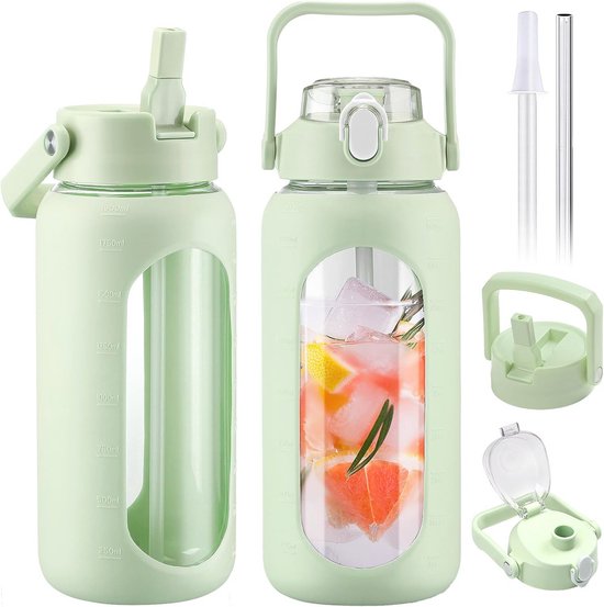 Geïsoleerde roestvrijstalen waterbeker 700ml met rietje en deksel - Sportwaterfles