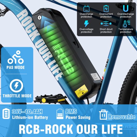 RCB Elektrische Fiets Heren | 26 Inch | 250W Motor | 25 km/u | 7-Speed | Blauw