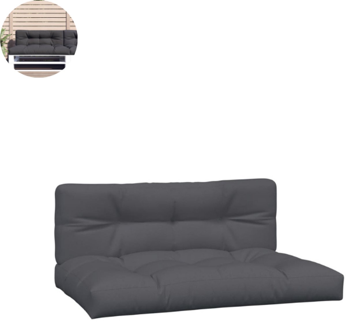 Palletkussen - 120x80 - Loungeset - Tuinmeubels - Palletkussens - Weerbestendig - Tuinkussens - Comfortabel Zitten - Antraciet