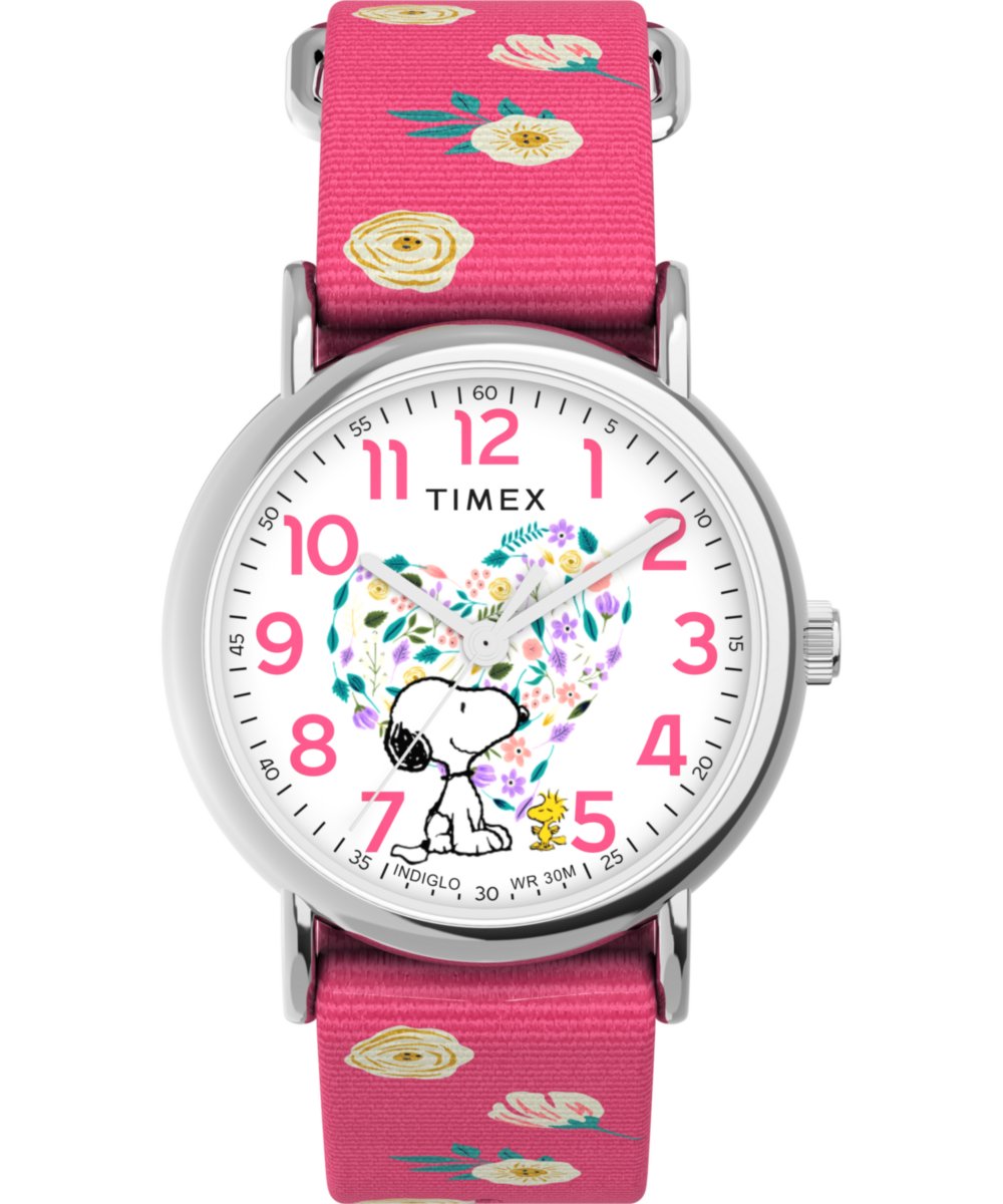 Timex Peanuts Peanuts Weekender TW2W83100 Horloge - Textiel - Roze - Ø 38 mm