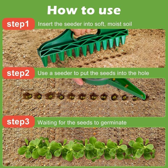 Plantenbak - 2 Stuks - Tuingereedschap - Garden Seed Dibber Drill - Zaaigereedschap - Zaaimachine - Voor Het Planten Van Zaden En Planten - Duurzame - Groen van Merkloos	 — afbeelding 5