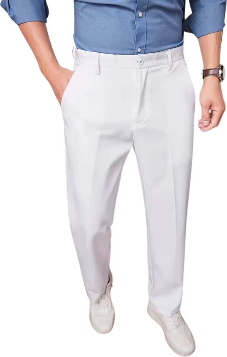 Bovista Pantalon Heren Chino Golfbroek Nette Broek Elastische Tailleband Volwassenen – 52 Wit