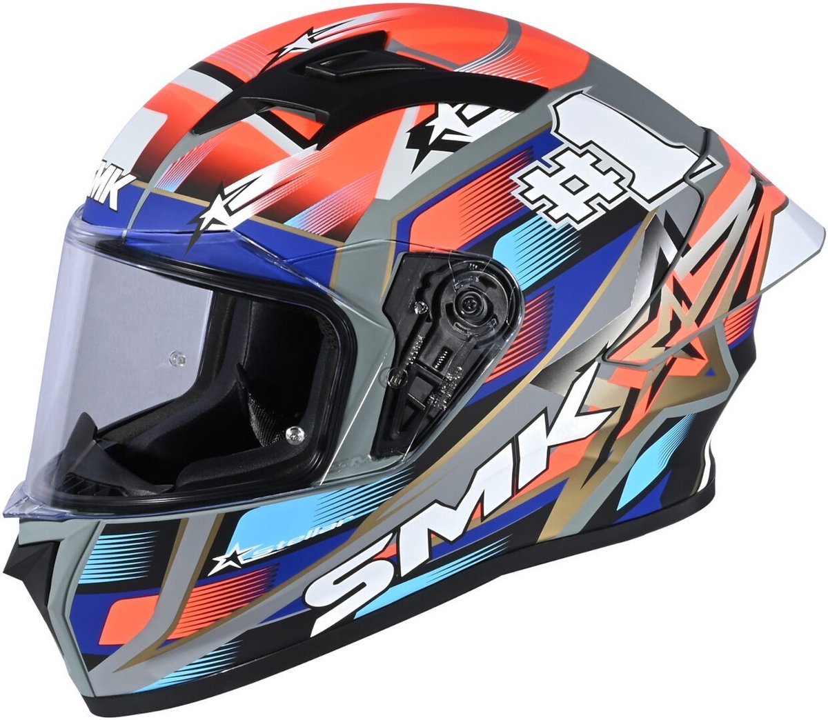 SMK Stellar Uno Sport Rood Blauw Integraalhelm - Maat S - Helm