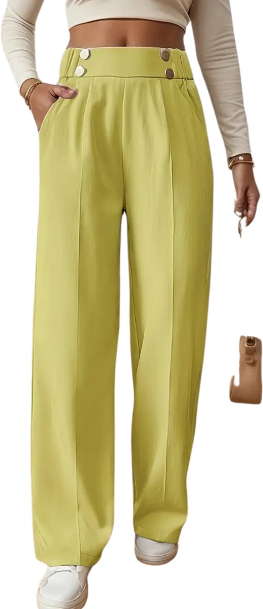 Nivard Pantalon Dames Chino Golfbroek Nette Broek Met Elastische Tailleband Volwassenen Geel