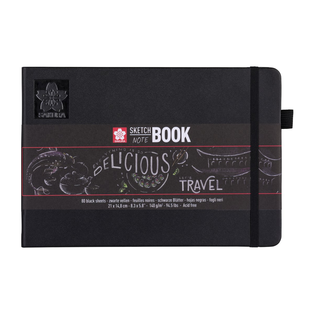 Schetsboek sakura 80 zwarte vellen 210x148mm zwart | 5 stuks