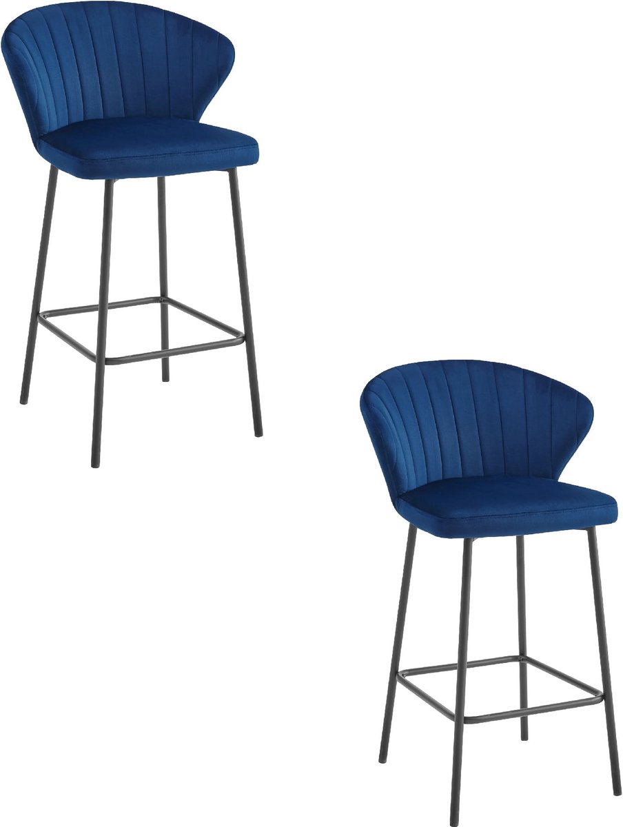 GATTA kruk - marineblauw fluweel / zwarte poten x 2