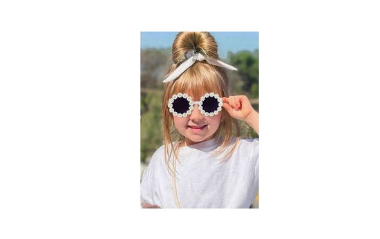 Kinder Zonnebril / Kinderzonnebril - Bril - Kind - Madeliefjes - Meisjes - Meisje - Wit - Bloem - Bloemen print - Flowers - Vanaf 3 - 14 jaar - UV beschermend - Opklapbaar - Kinderzonnebril - Zonnebrillen - DH collection van Merkloos — afbeelding 2