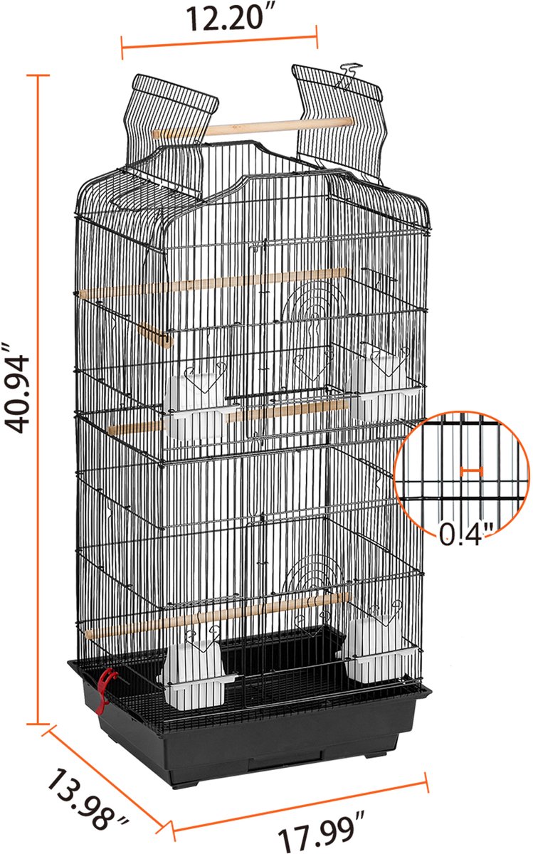 Grote Papegaaienkooi, 99,1 cm, Open aan de Bovenkant, voor Hangparkieten en Kleine Vogels, met Schommel, Zitstok en Eenvoudige Reiniging thumbnail 2
