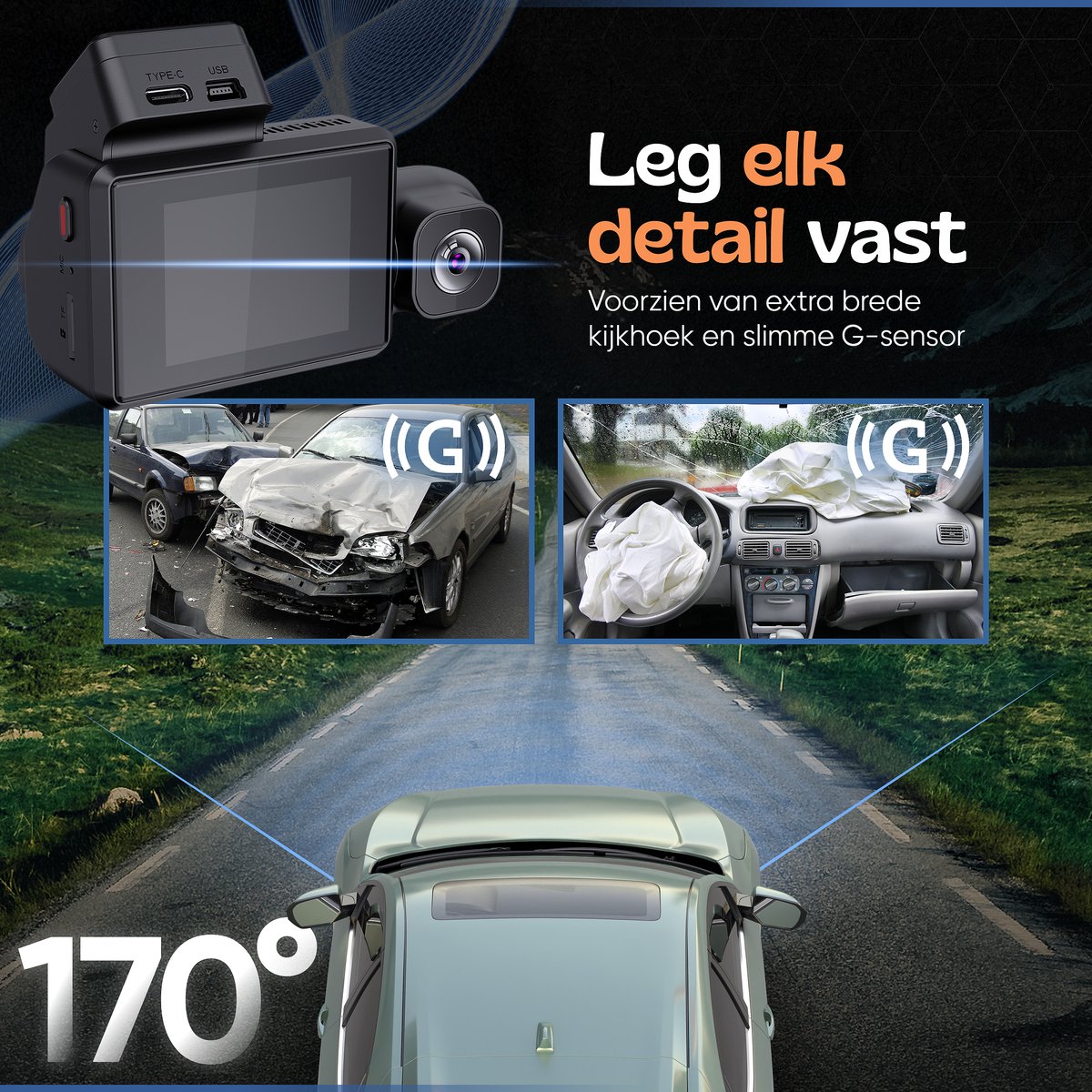 Camigoo® M800 Pro - Triple Dashcam - Dashcam Voor Auto - Ultra 4K, 2K & Full HD - Voor, Achter & Binnen Camera - Door ANWB Getest - WiFi & GPS - SONY Sensor - 64GB SD Kaart - Parkeermonitor - Time Lapse - IR Nachtzicht - NL Handleiding + Systeem thumbnail 5