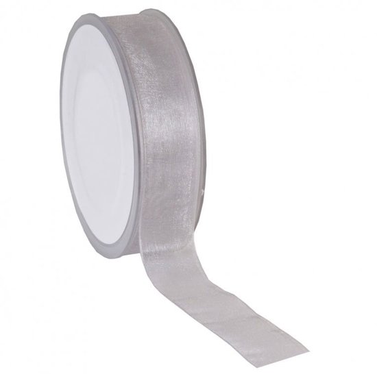 Ruban Organza gris argenté 10 mm / 50 mtr.