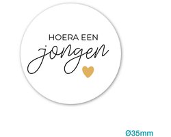 Geboorte Sluitsticker Hoera een jongen - Wit - Zwart - Goud Hart | Grote broer / Zus - Babyshower - Zwangerschap – Geboortekaart - Zoon geboren – Kraamfeest - Traktatie school / Peuterspeelzaal | Envelop stickers | Cadeau – Gift Label | DH collection
