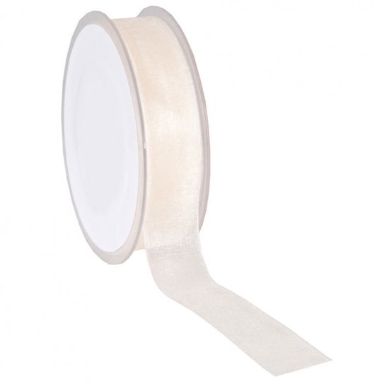 Creme Organza lint 25 mm / 50 mtr.