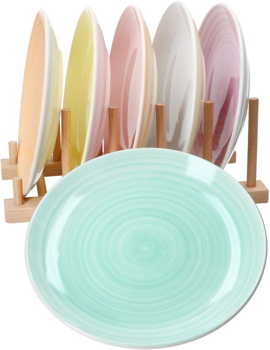 Set van 6 PASTELLO steengoed taartborden voor 6 personen - 24326228