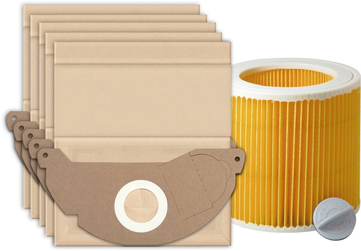 10x Dparts stofzuigerzakken en 1 filter geschikt voor Karcher WD2 en MV2 series - voor series A2004 A2054 WD 2.200 2.210 2.240 2.250 - nr. 6.904-322.0 - 6.414-552.0