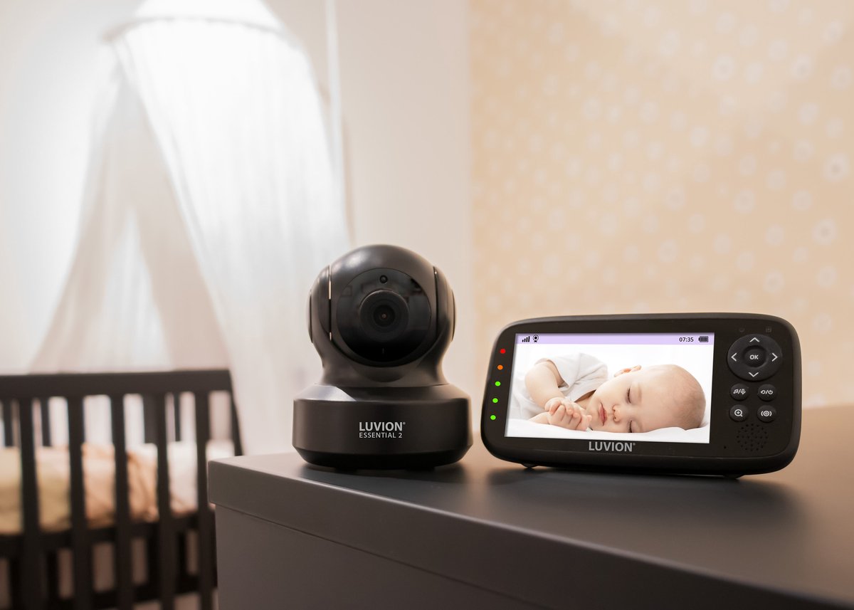 Afbeelding 2 van LUVION® Essential 2 Black Babyphone - Babyfoon met Camera - Uitbreidbaar tot 4 Baby Camera's - Premium Baby Monitor
