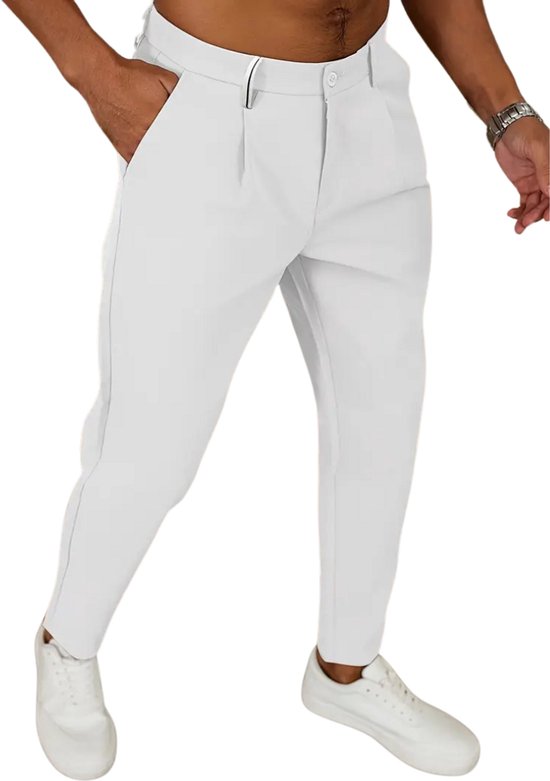 Pantalon Livano - Chino - Pantalon de golf - Pantalon élégant - Taille élastique - Adultes - Wit - L